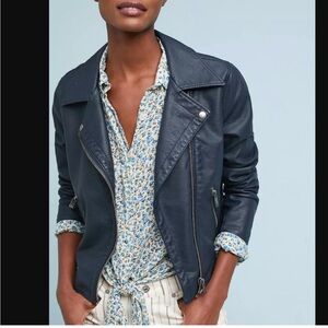 Anthropologie Midnight Faux Leather motorcycle Jacket
